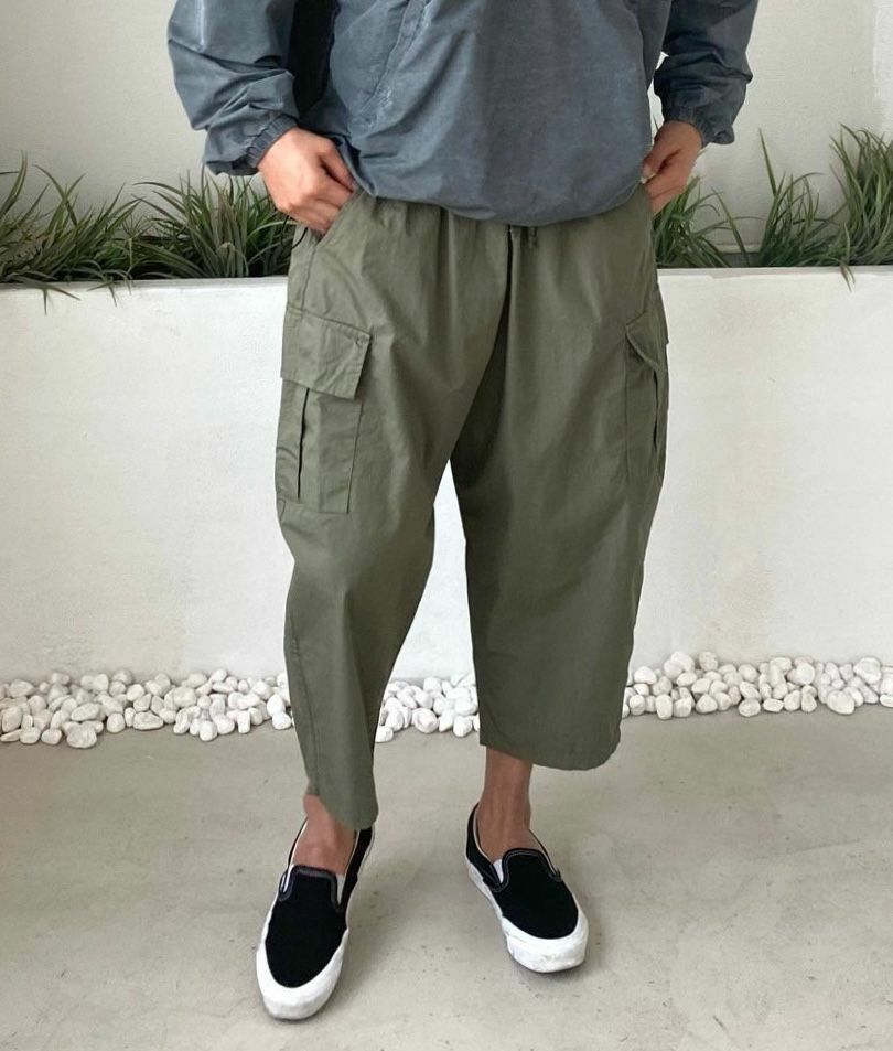 淨色工裝鬆身褲 PEACOCK-055P