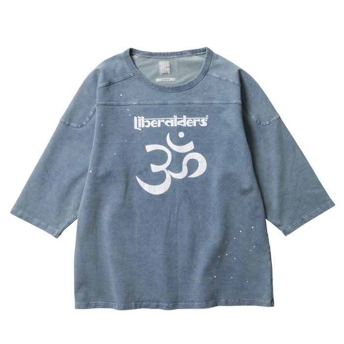 LIBERAIDERS 24S/S INDIGO DYED CREWNECK