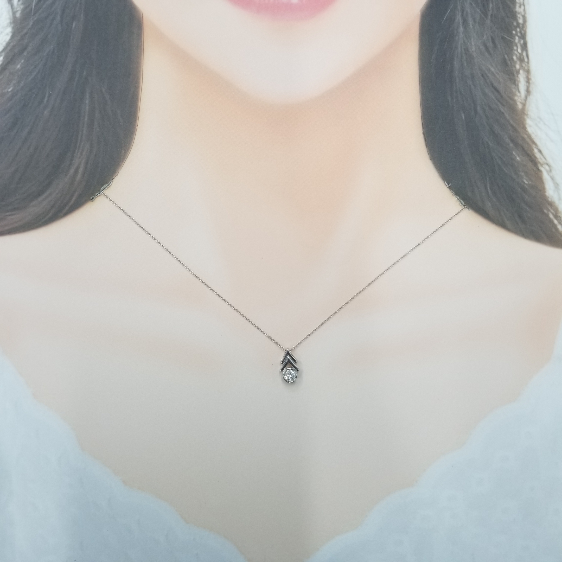 全新18K白金【單粒25份鑽石】吊墜