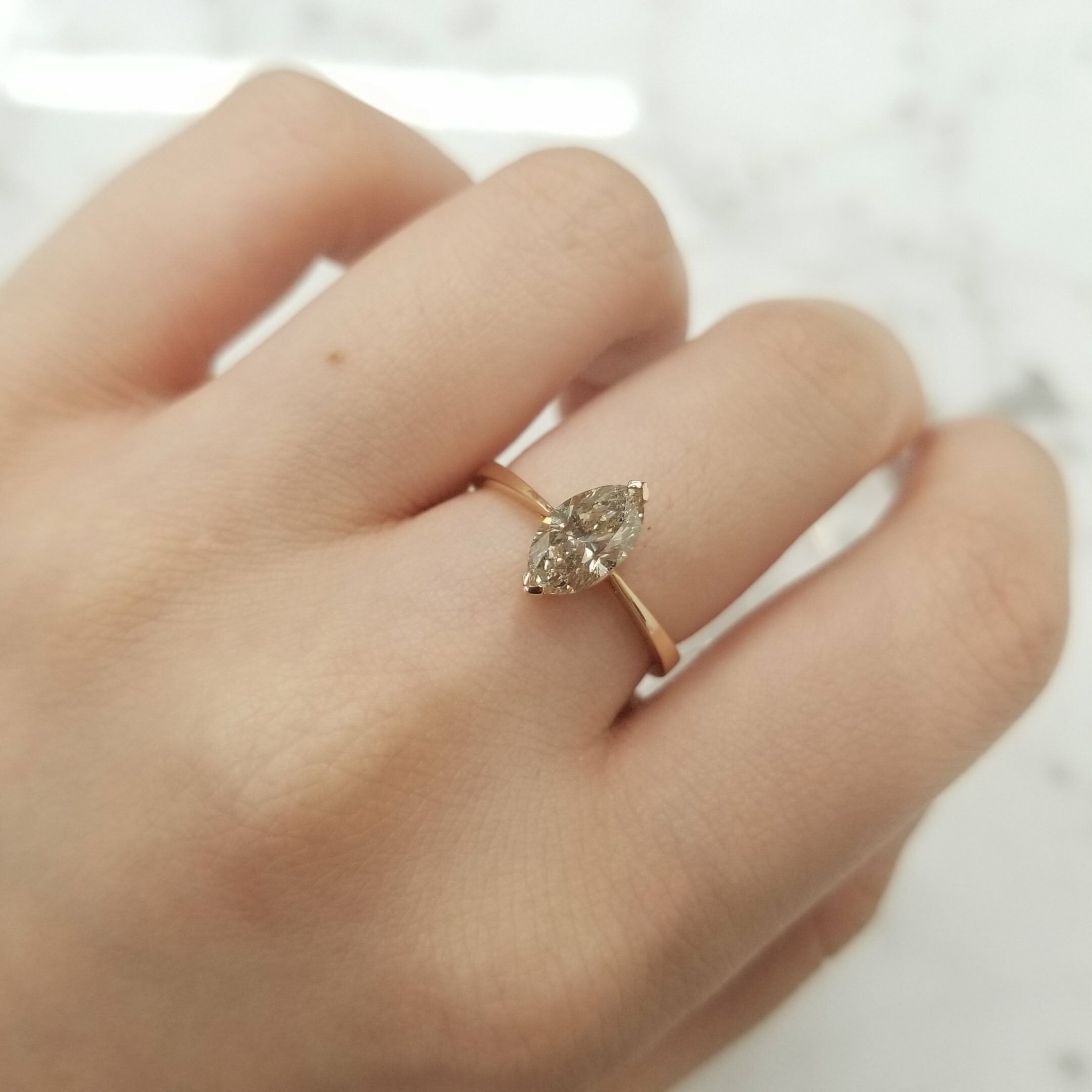 18K Rose Gold 1.03ct  Marquise Cut Diamond Ring