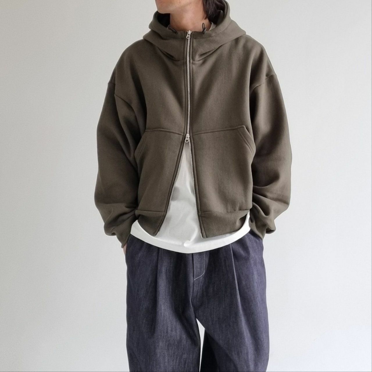 淨色連帽拉鍊外套(抓毛底) And Liberty-010JK