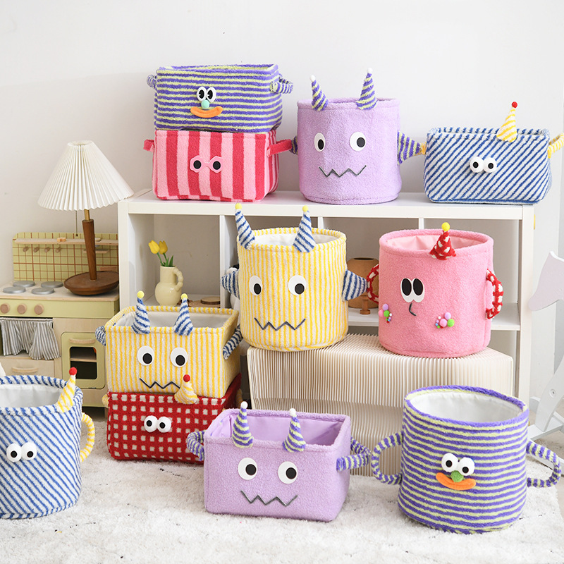 《4084》搞怪趣味加厚絨布衣物玩具收納籃