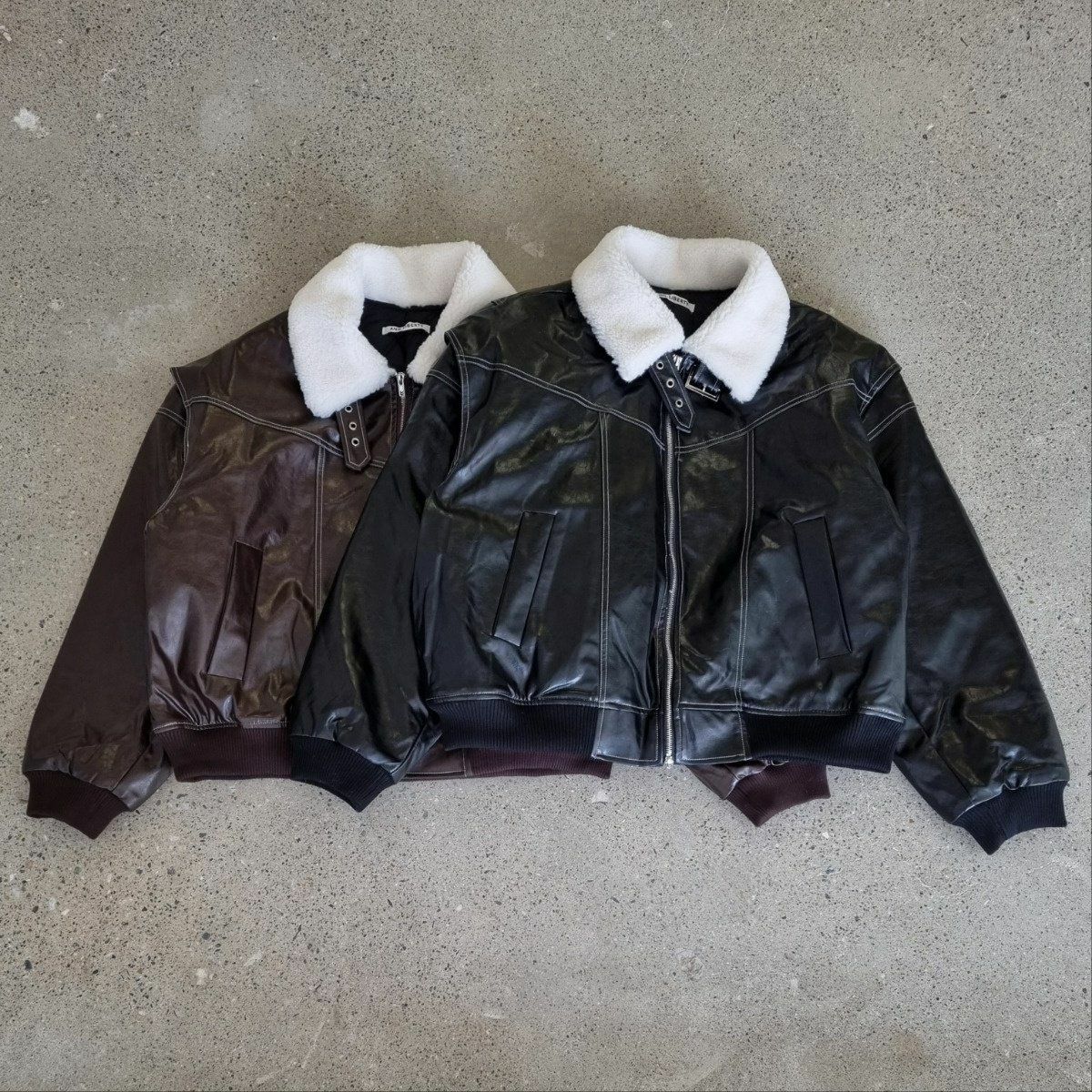 毛毛領拉鍊合成皮褸 And Liberty-019JK