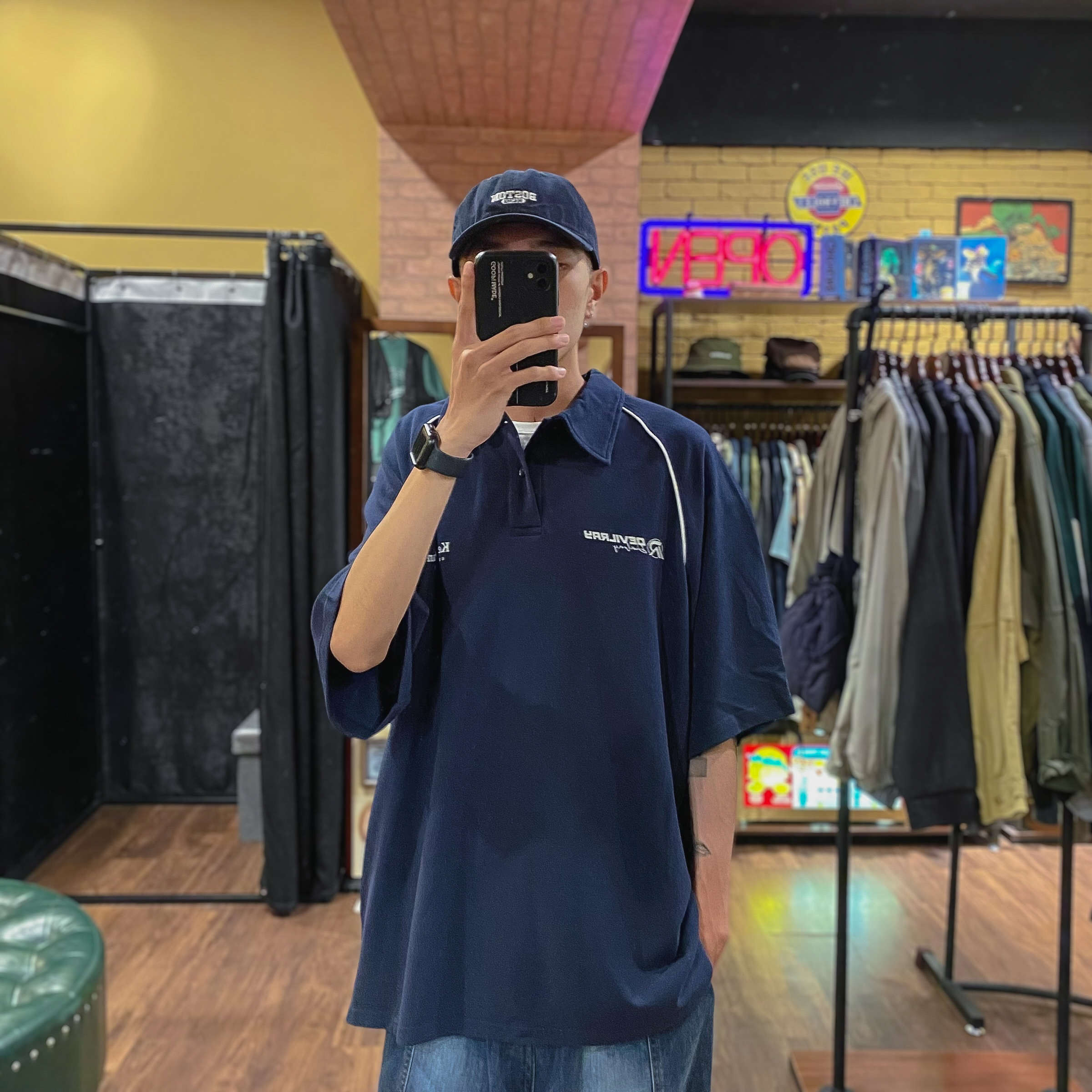 簡約落肩崁條POLO衫