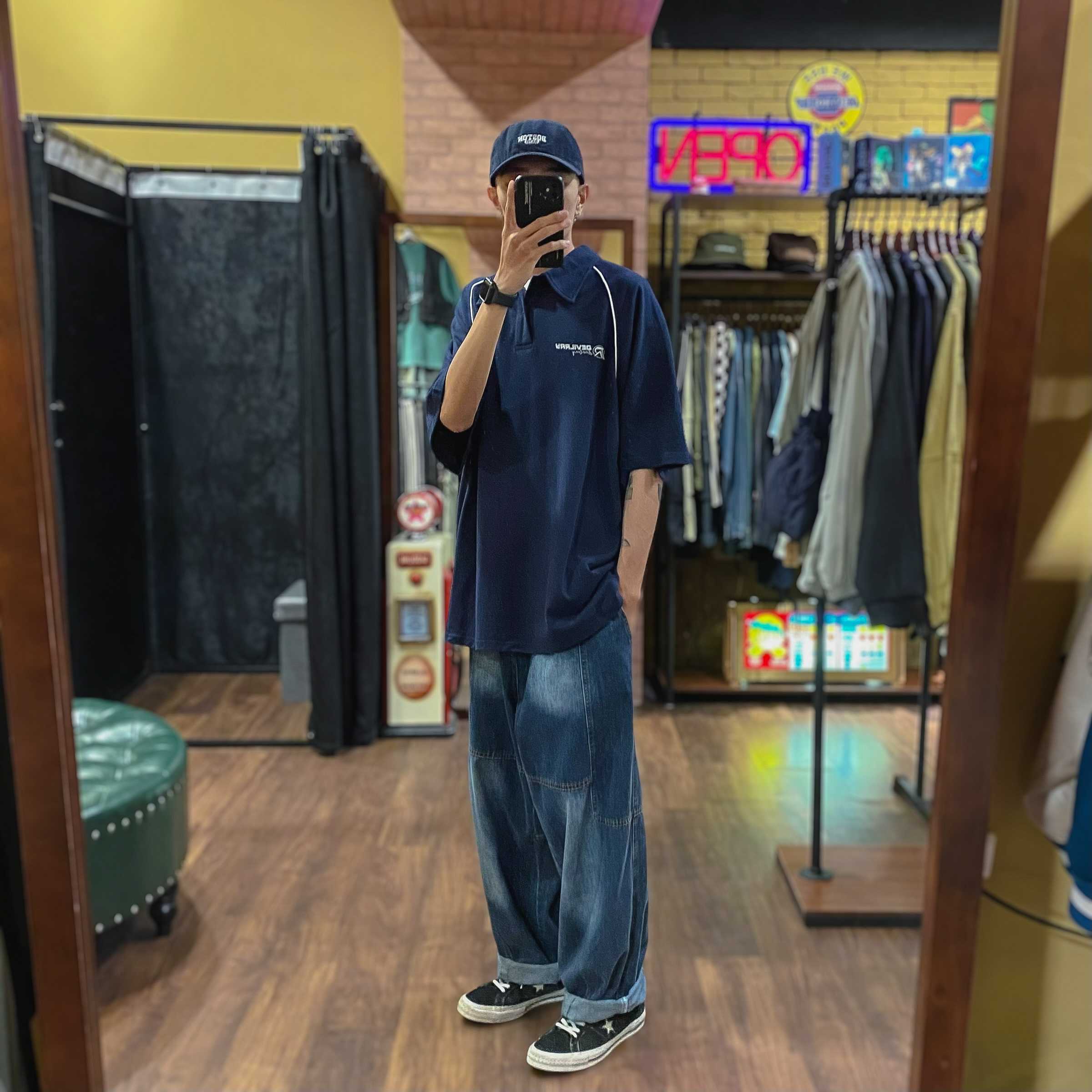 簡約落肩崁條POLO衫