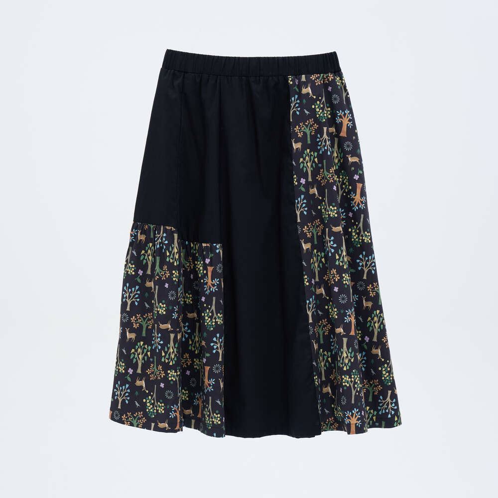 Patchwork Skirt S-M/Formosan Muntjac in Mountains/Night