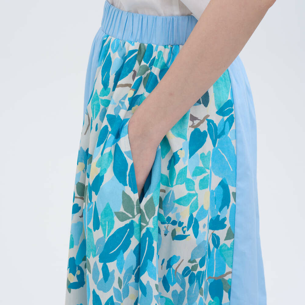 Patchwork Skirt S-M/Finding Formosan Muntjac/Lake Blue