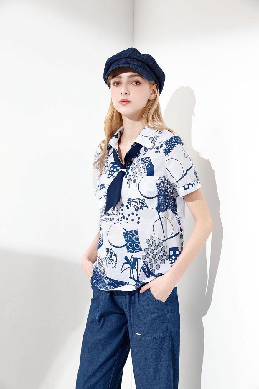 簡約舒適棉質貼口袋設計寬鬆版九分休閒褲U6191