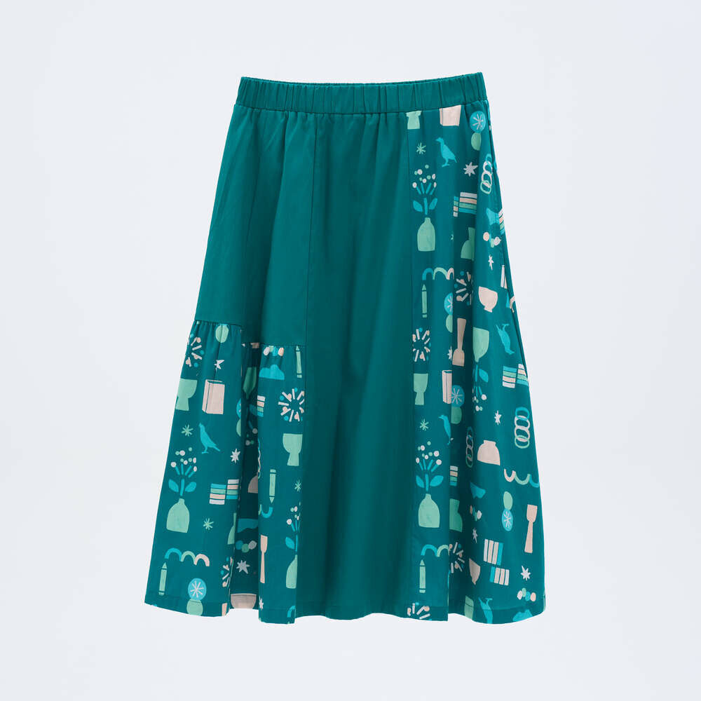 Patchwork Skirt S-M/Leisure Time/Evergreen