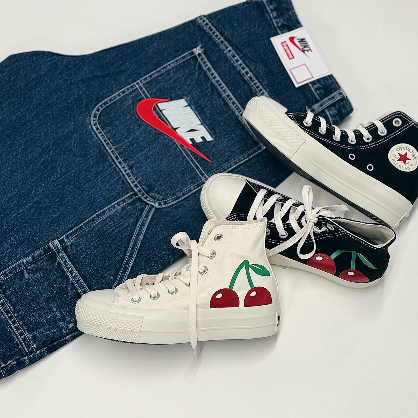 Convese AS Plts Cherryprint HI 日本限定 黑色 白色 手繪櫻桃 帆布鞋 31312170 31312171