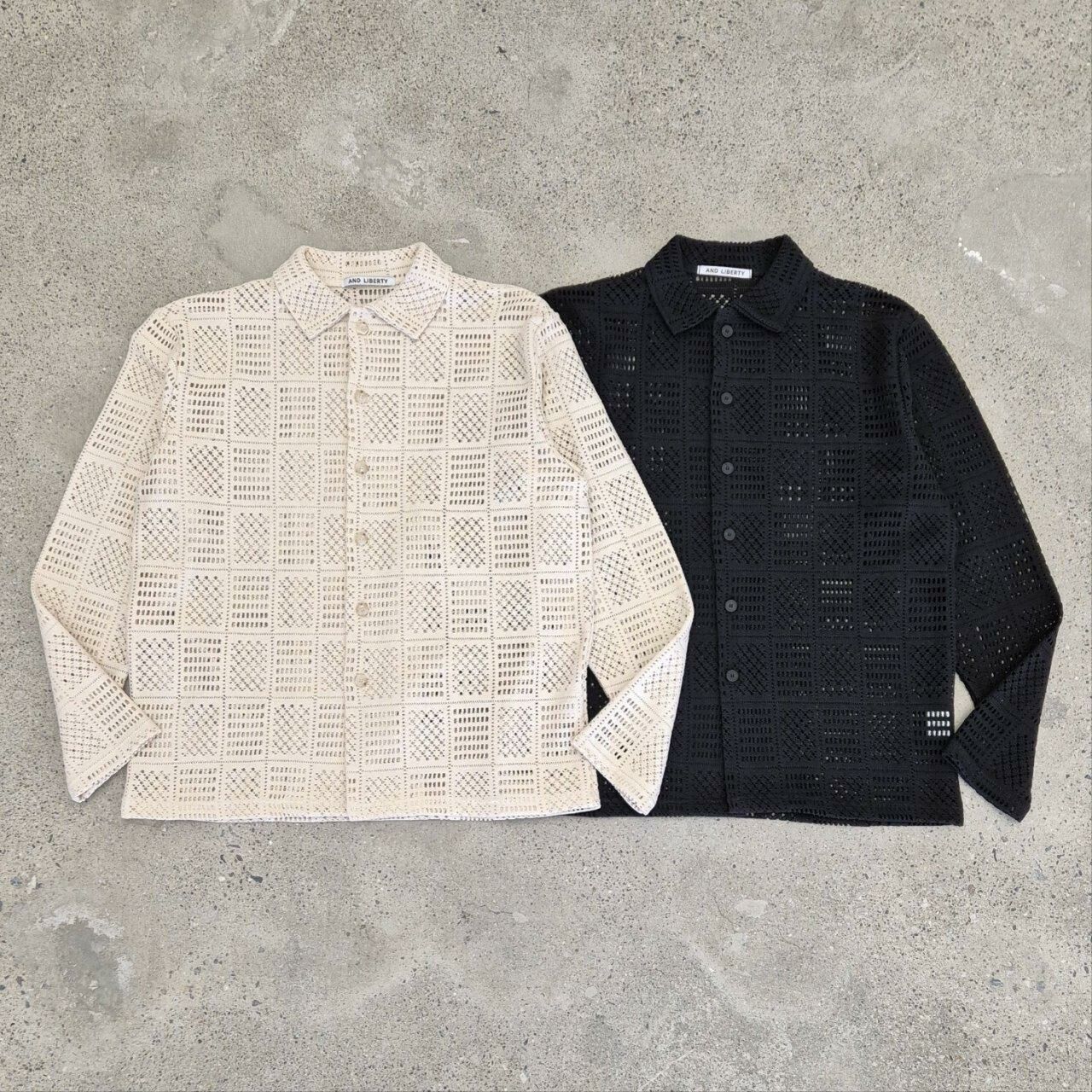 格仔通花長袖恤衫 And Liberty-027JK