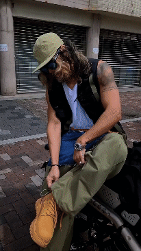 混合半牛仔工裝褲