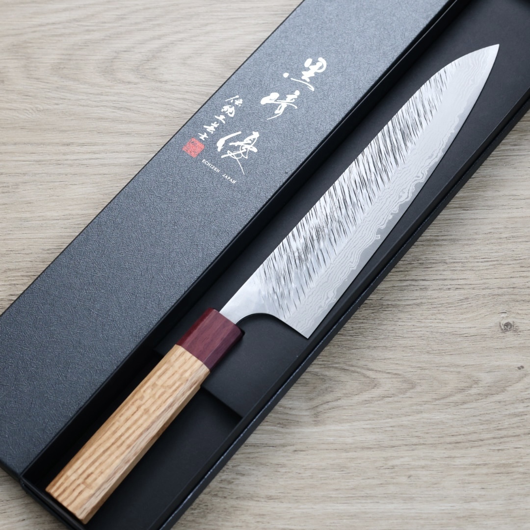 黑崎優 風神 牛刀 240mm VG10鋼 墨流/寬柄