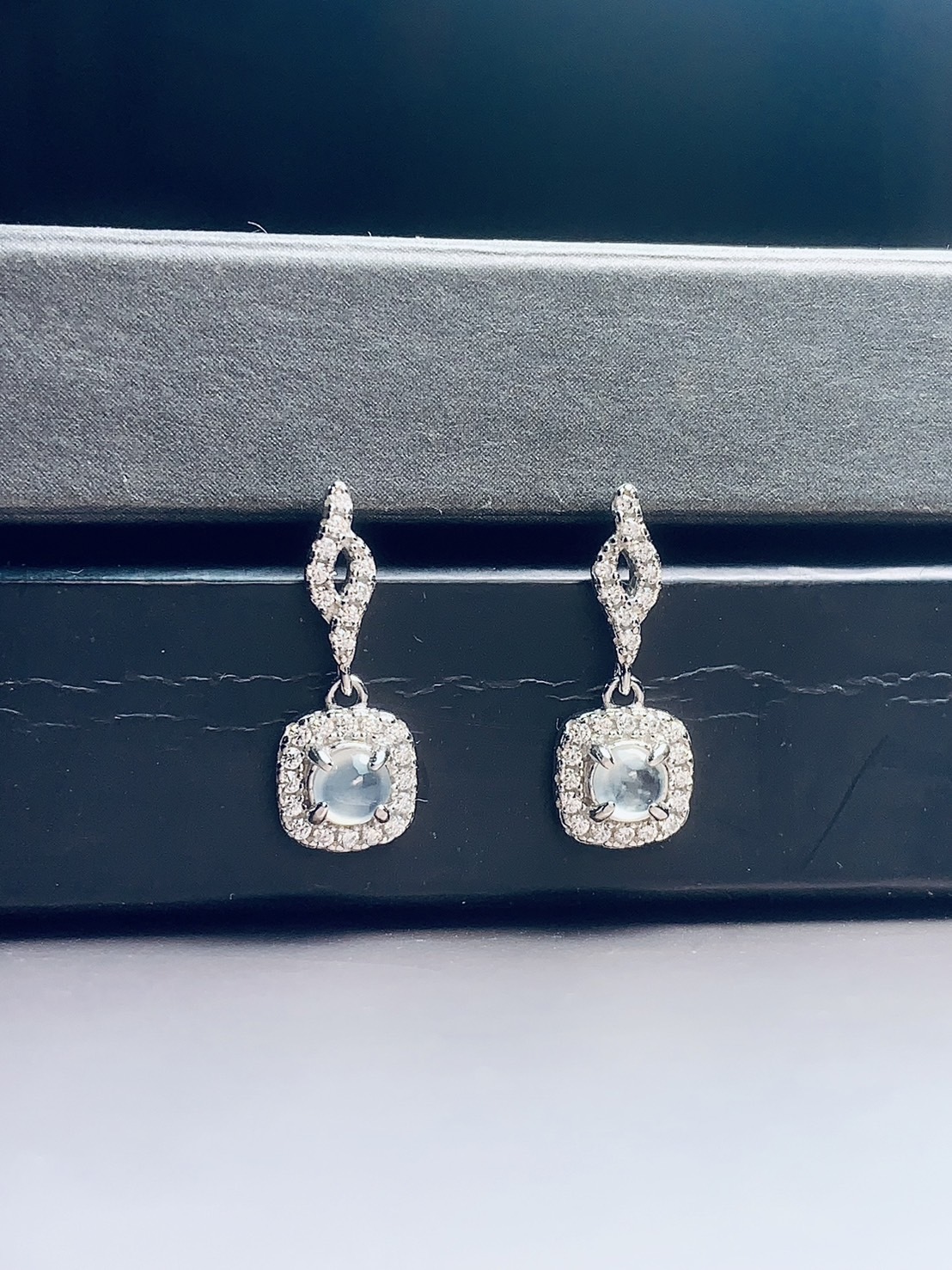 小光點丨白冰種翡翠耳環