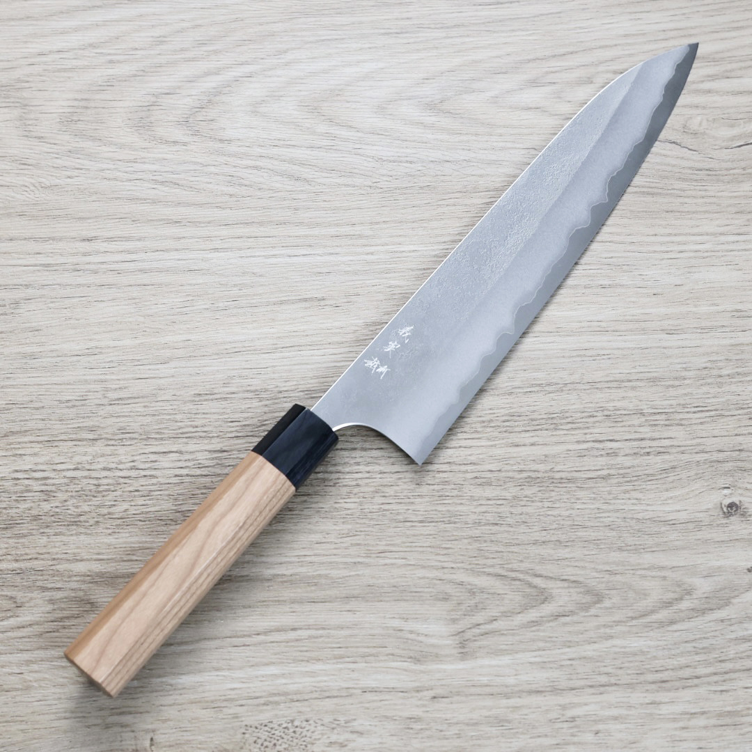 加藤義実 牛刀 240mm 青紙超級鋼 梨地