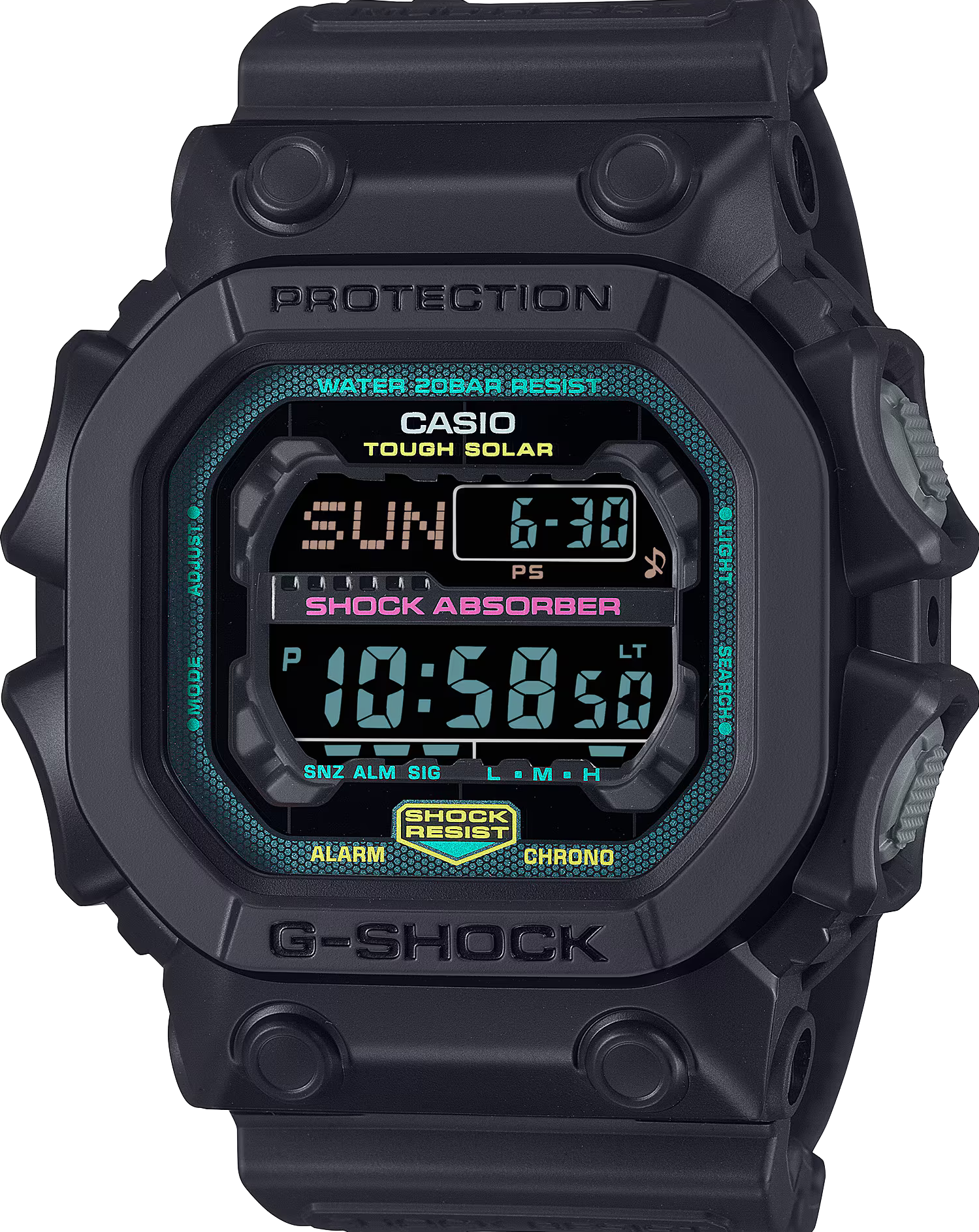 萬年鐘錶 - G-SHOCK  消光黑大錶徑太陽能防震電子錶   GX-56MF-1  錶徑 : 53.6mm