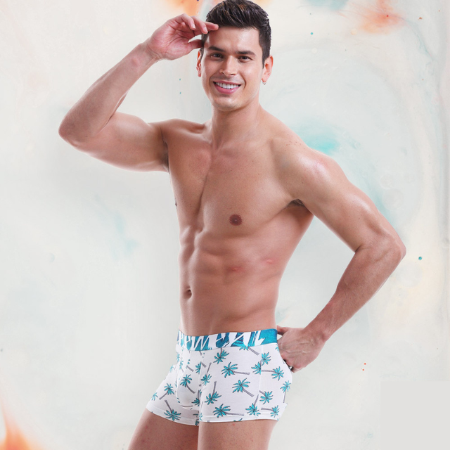 【HENIS】椰子樹印花莫代爾四角褲