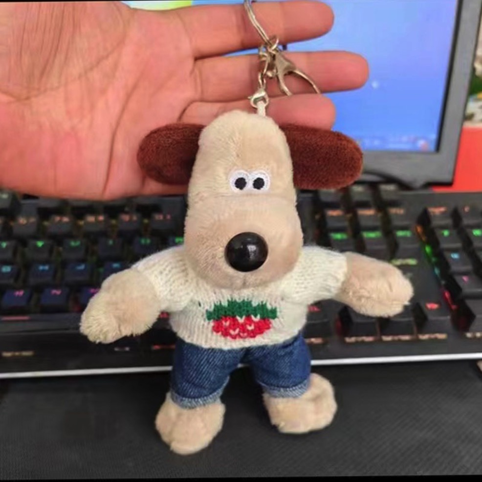 《42675》草莓毛衣與牛仔褲掌門狗鑰匙圈