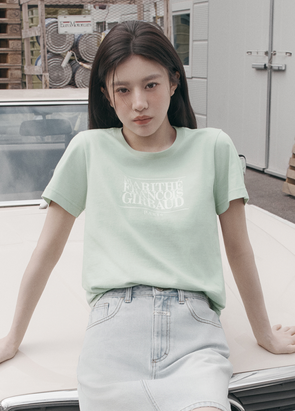 ★Marithe + Francois Girbaud★ W CLASSIC LOGO TEE light gree W CLASSIC LOGO TEE light green - MARITHÉ+FRANҪOIS GIRBAUD