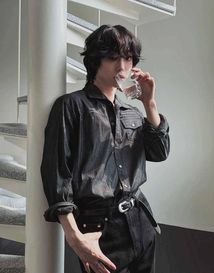 細拉鍊西部襯衫夾克