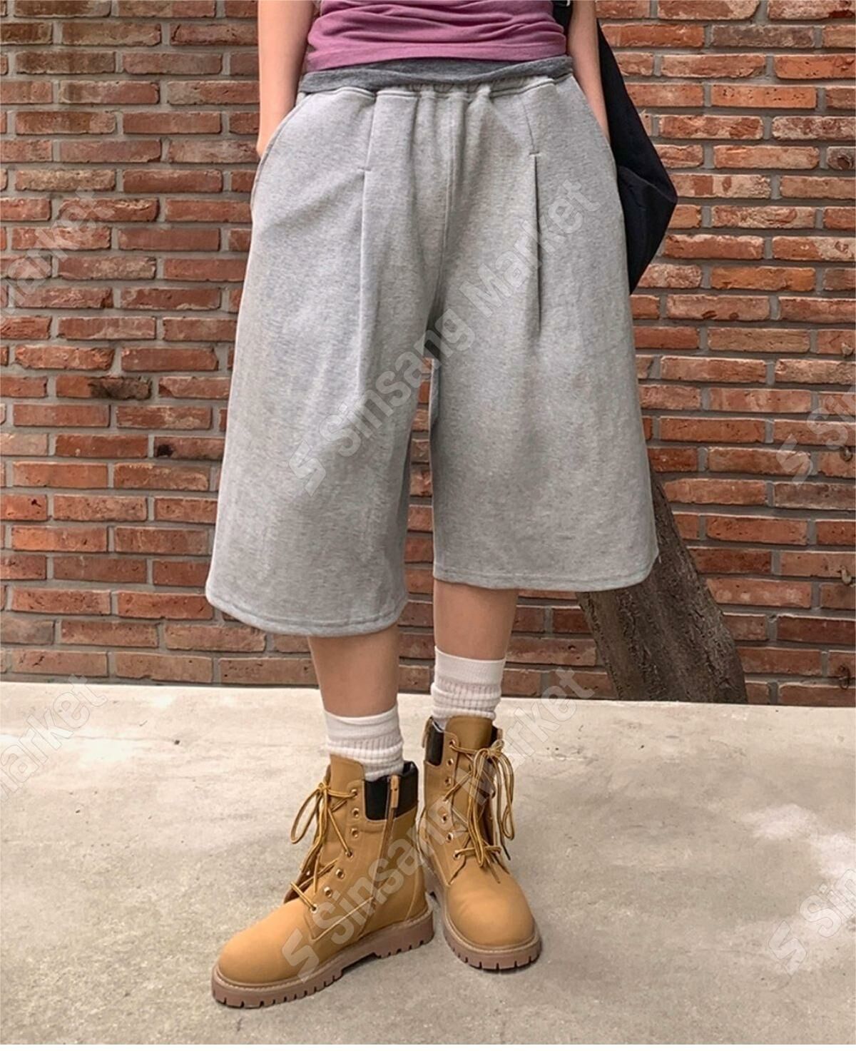 深單摺寬大短褲