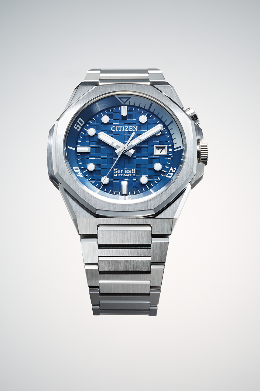 萬年鐘錶 - Citizen 星辰錶  Series 8   890系列  限量藍雲狀櫻花滿開光輝抗磁機械男錶 NB6060-58L  錶徑42.6MM