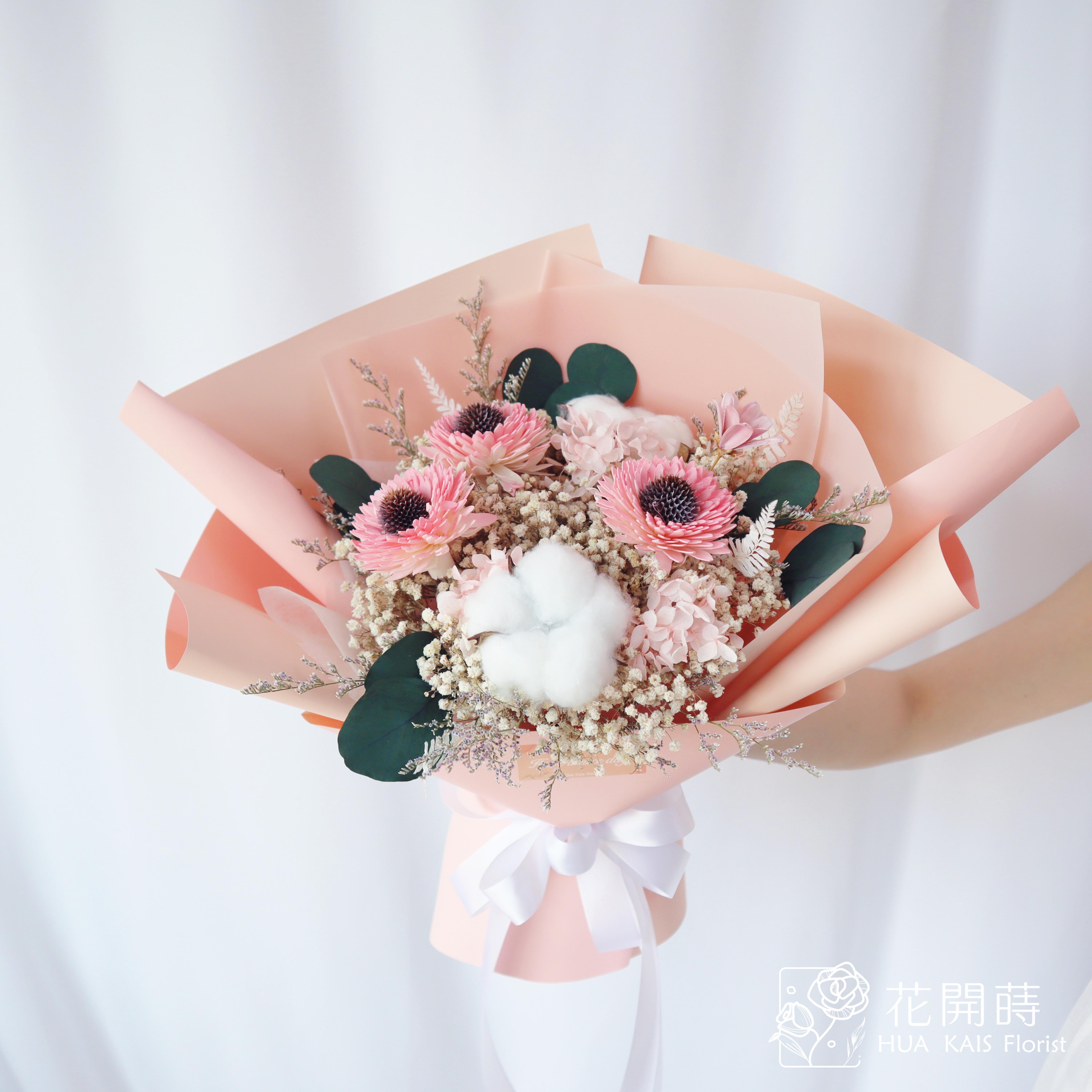 乾燥花束|粉色太陽花束(L)|大型花束|永生花|乾燥花|畢業花束|母親節花束