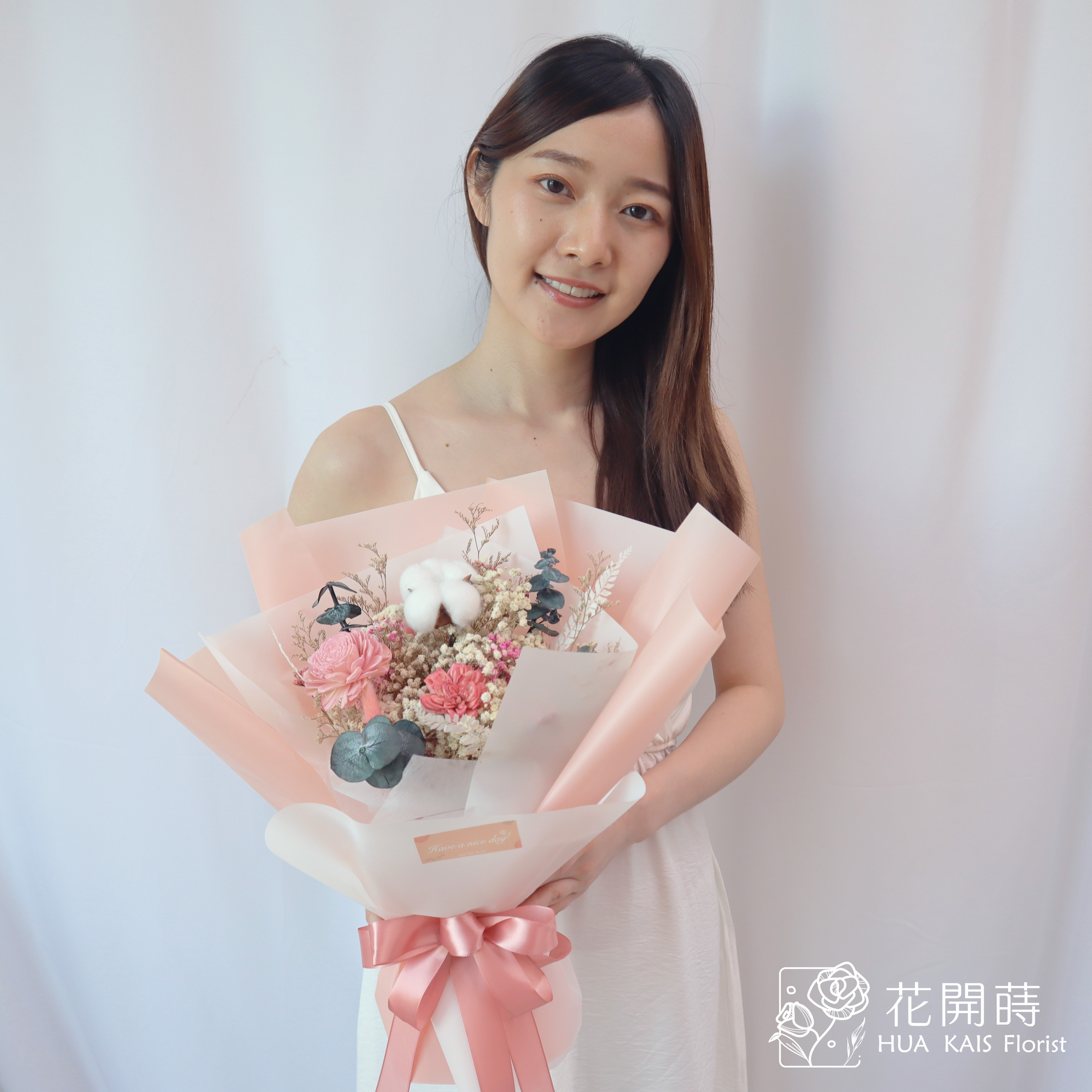 乾燥花束|粉嫩嫩乾燥花束(M)|中型花束|永生花|乾燥花|畢業花束|母親節花束|情人節