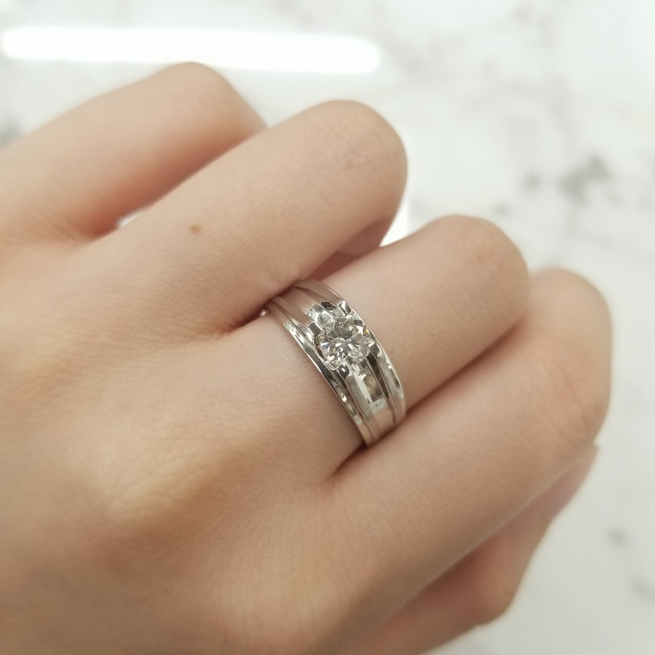 全新18K白金 【單粒56份鑽石】戒指