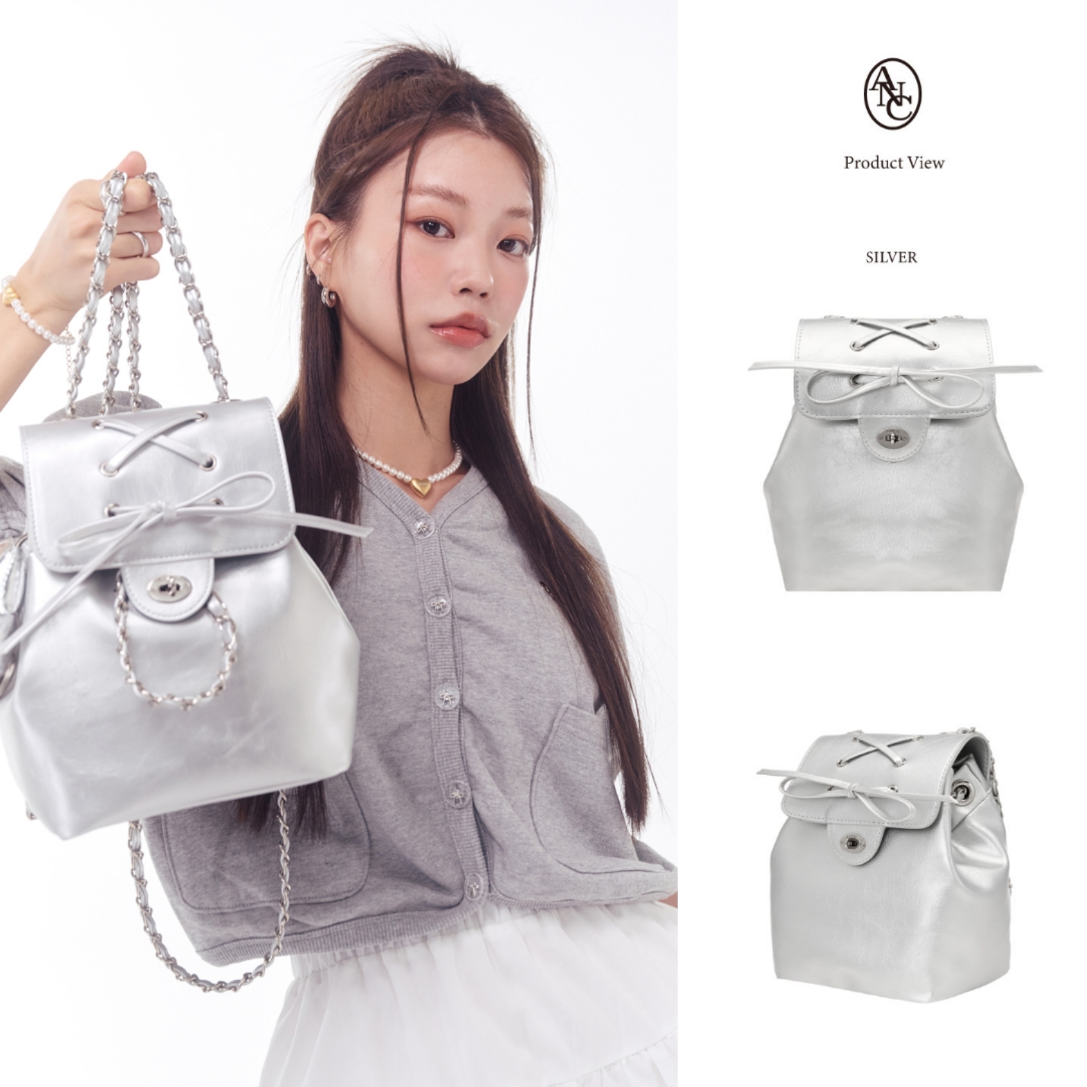 Anoetic] ANC RIBBON CLASSIC BACKPACK_SILVER