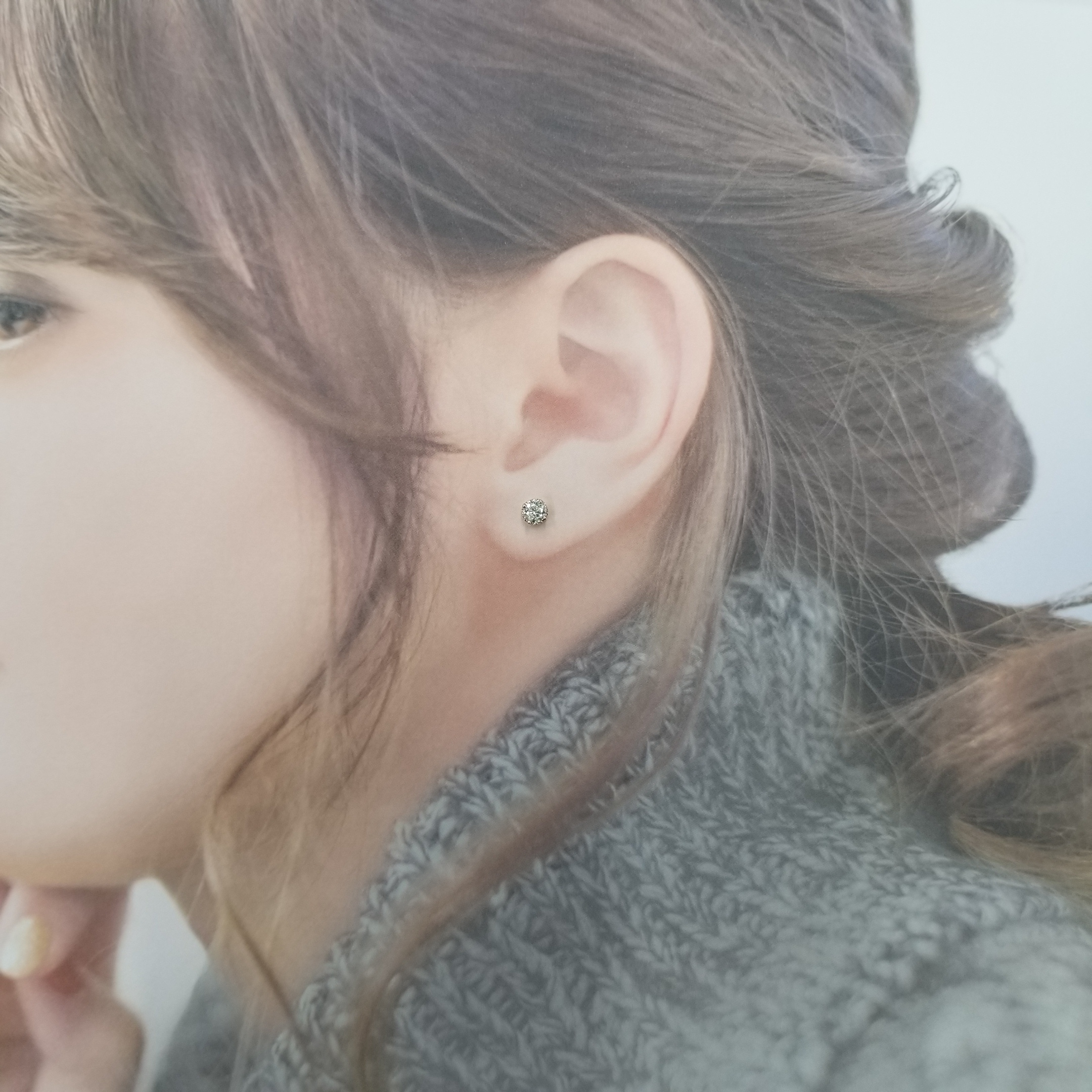 全新18K金【主石45份鑽石】4爪耳環