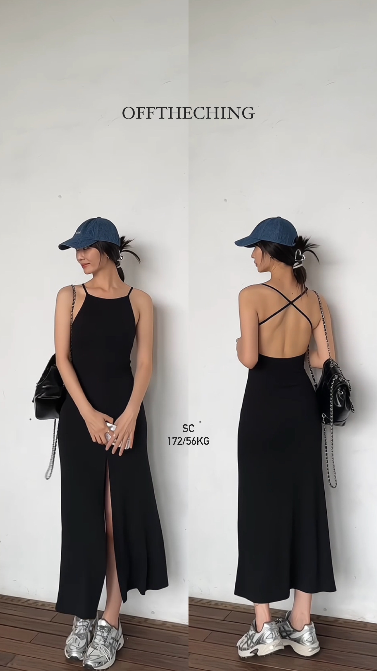 (訂購) 賣出600條🔥 入膊大露背前彈性開叉連身長裙 OPS4201 (黑)