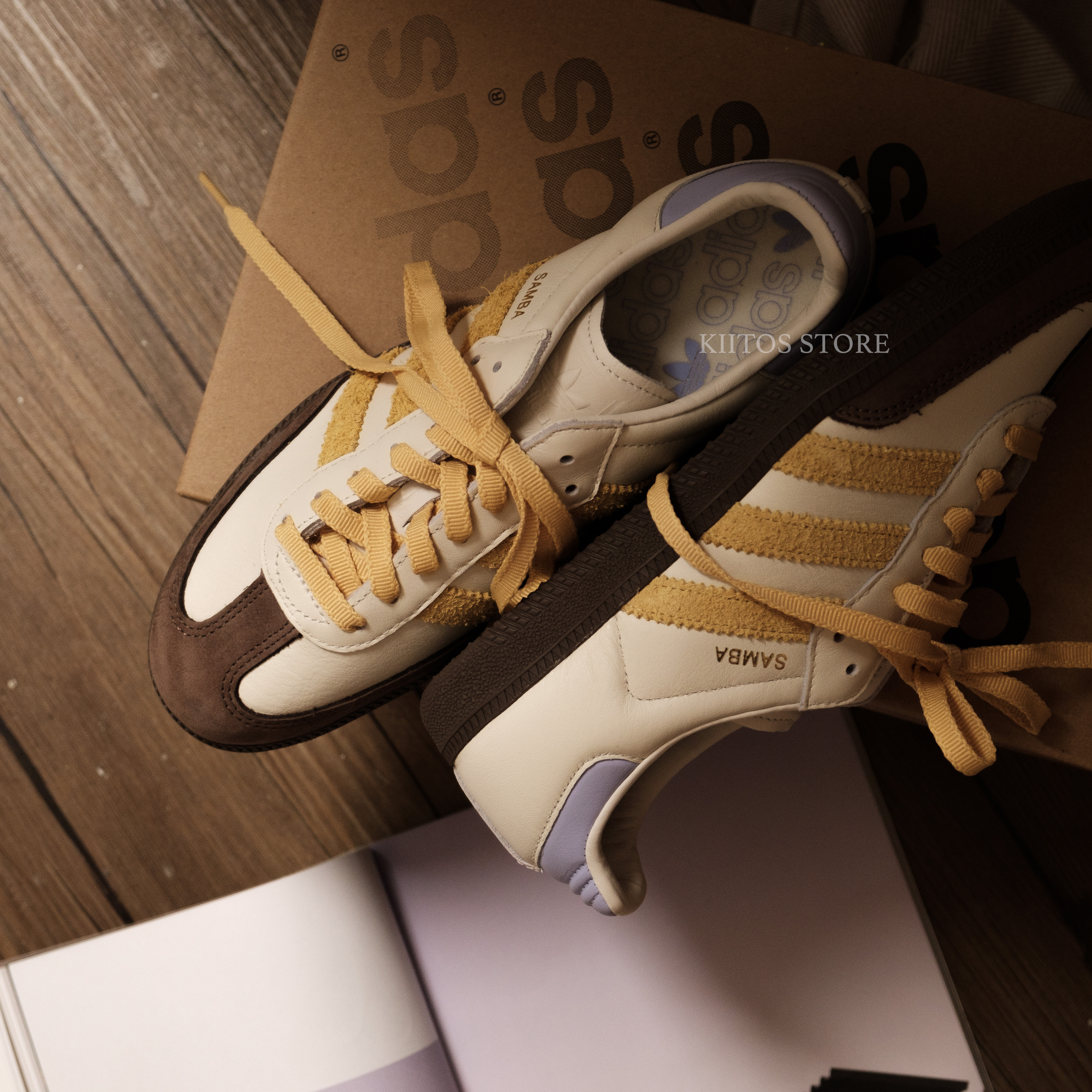 ADIDAS SAMBA OG "OFF WHITE & OAT" 米黃 咖啡 紫 焦糖底 IE0875