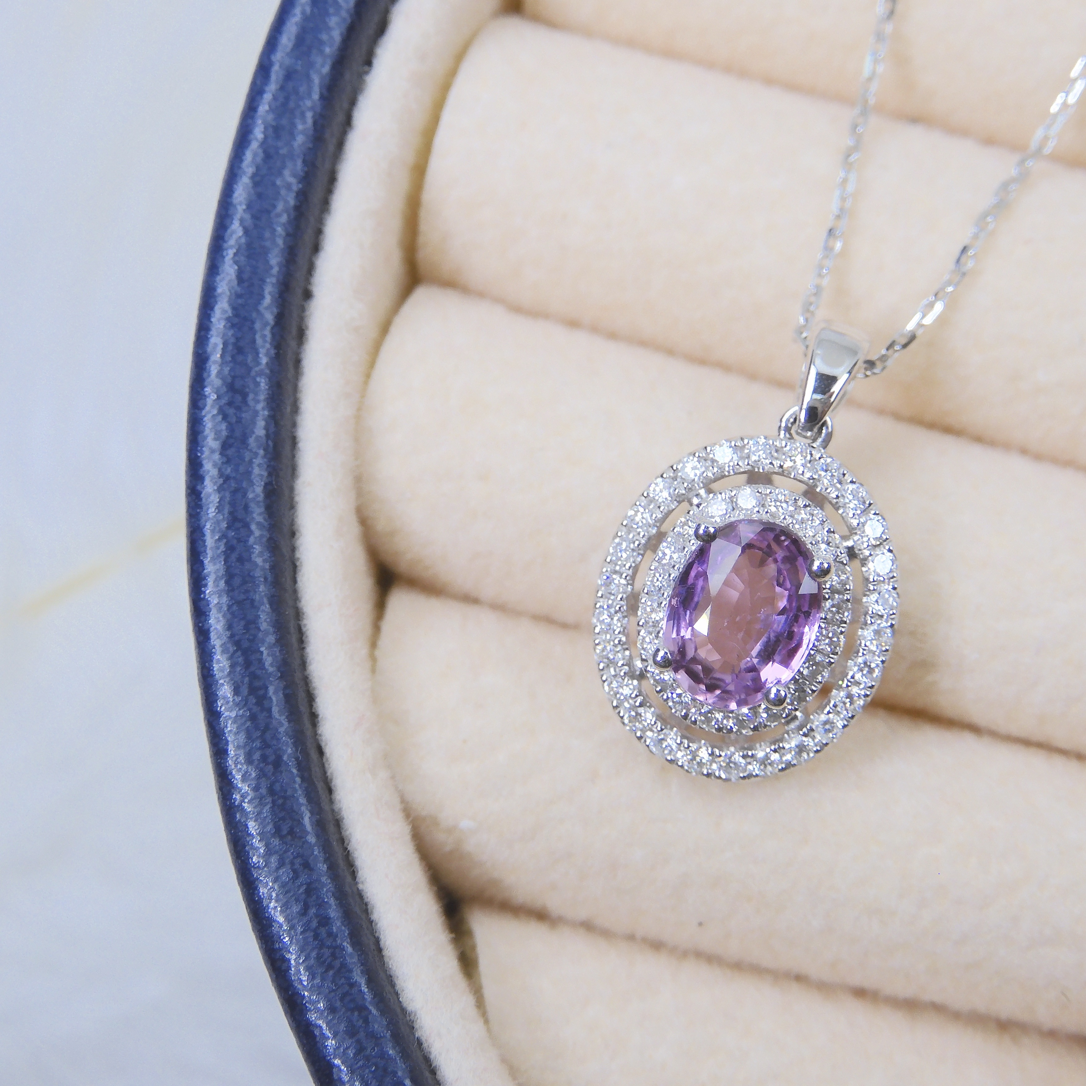 18K金 1.04ct 粉紅藍寶石吊墜 (配國際證書)