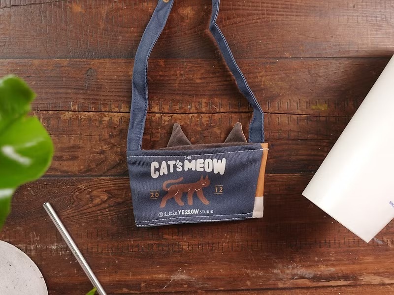 小黃間｜雙面造型飲料杯套｜花貓＆賓士貓