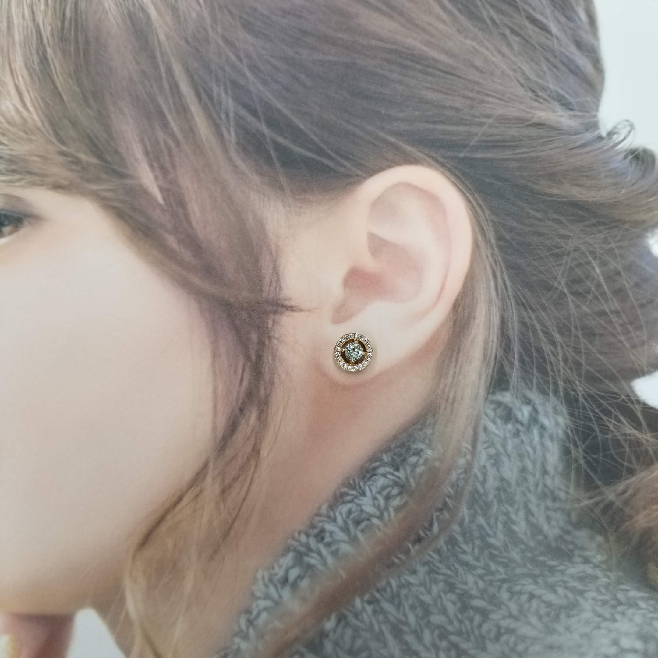 全新18K玫瑰金【主石85份鑽石】配小鑽共1卡12份耳環