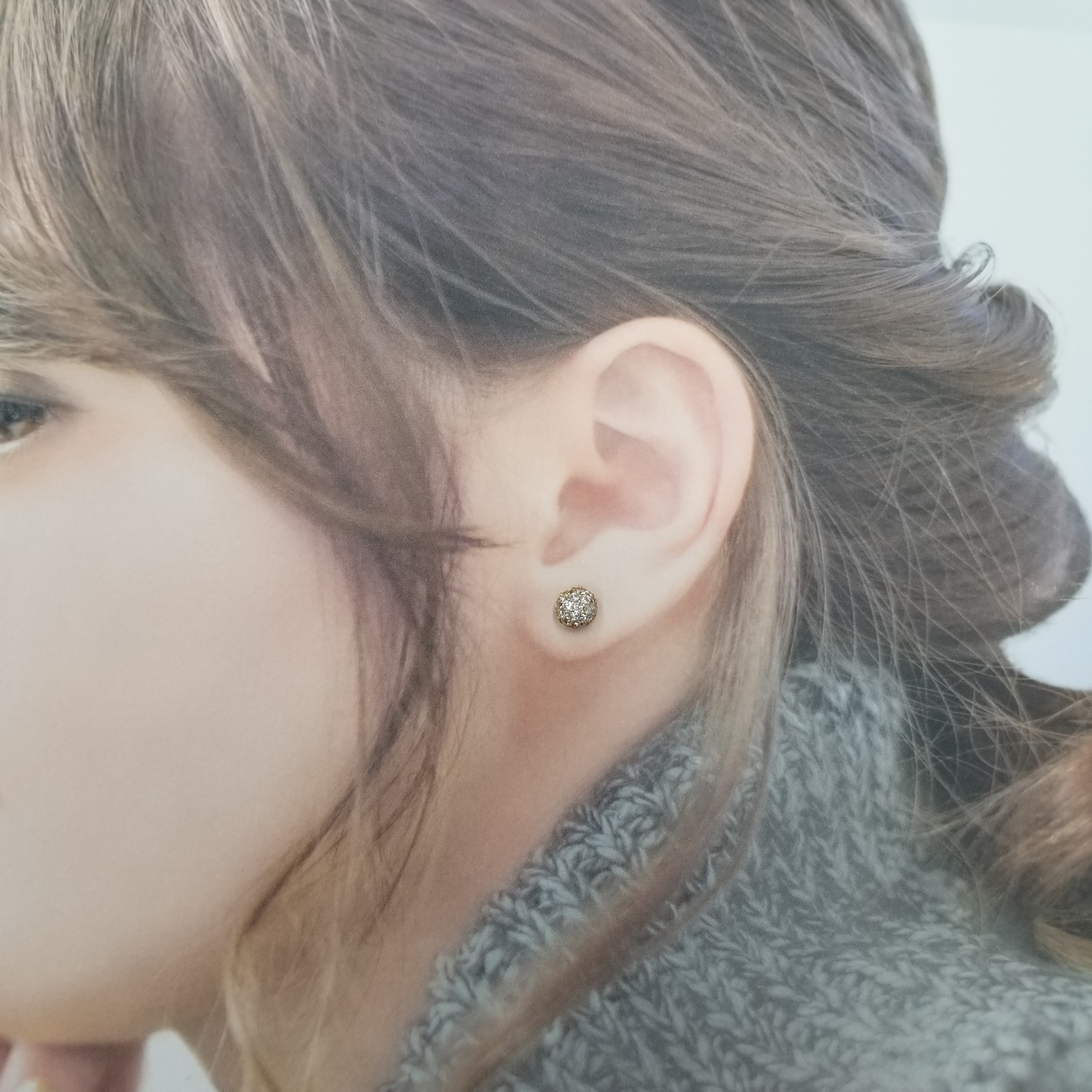 全新18K玫瑰金76份鑽石耳環