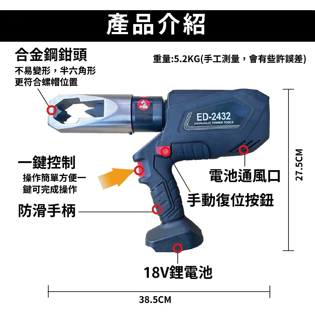 附發票｜ED-2432電動螺帽迫切器｜鋰電式螺帽破碎機螺帽破壞器螺母分離器生銹破壞破碎機螺帽卡死生鏽螺母