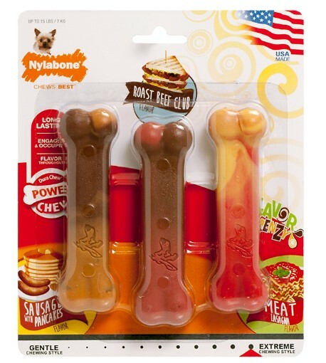 Nylabone 煎餅/烤牛肉/寬條麵味 3件裝