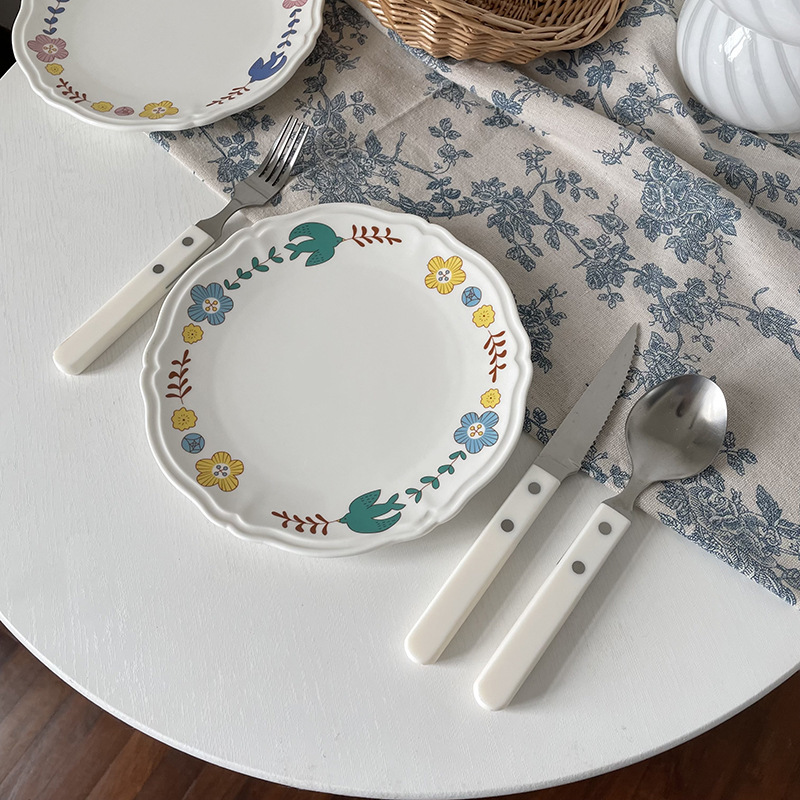 《4087》小清新花邊法式陶瓷西餐圓盤