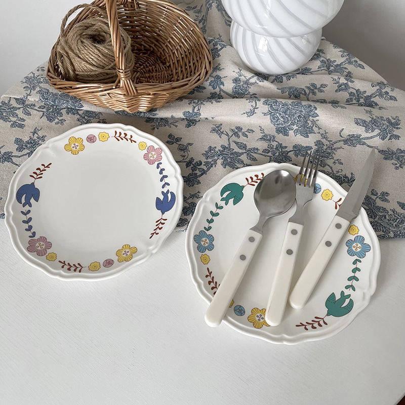 《4087》小清新花邊法式陶瓷西餐圓盤