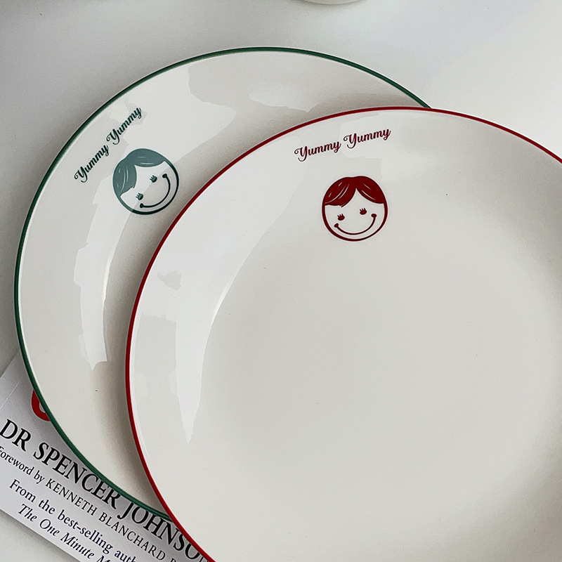 《4090》情侶兩色小插畫陶瓷碗盤杯組