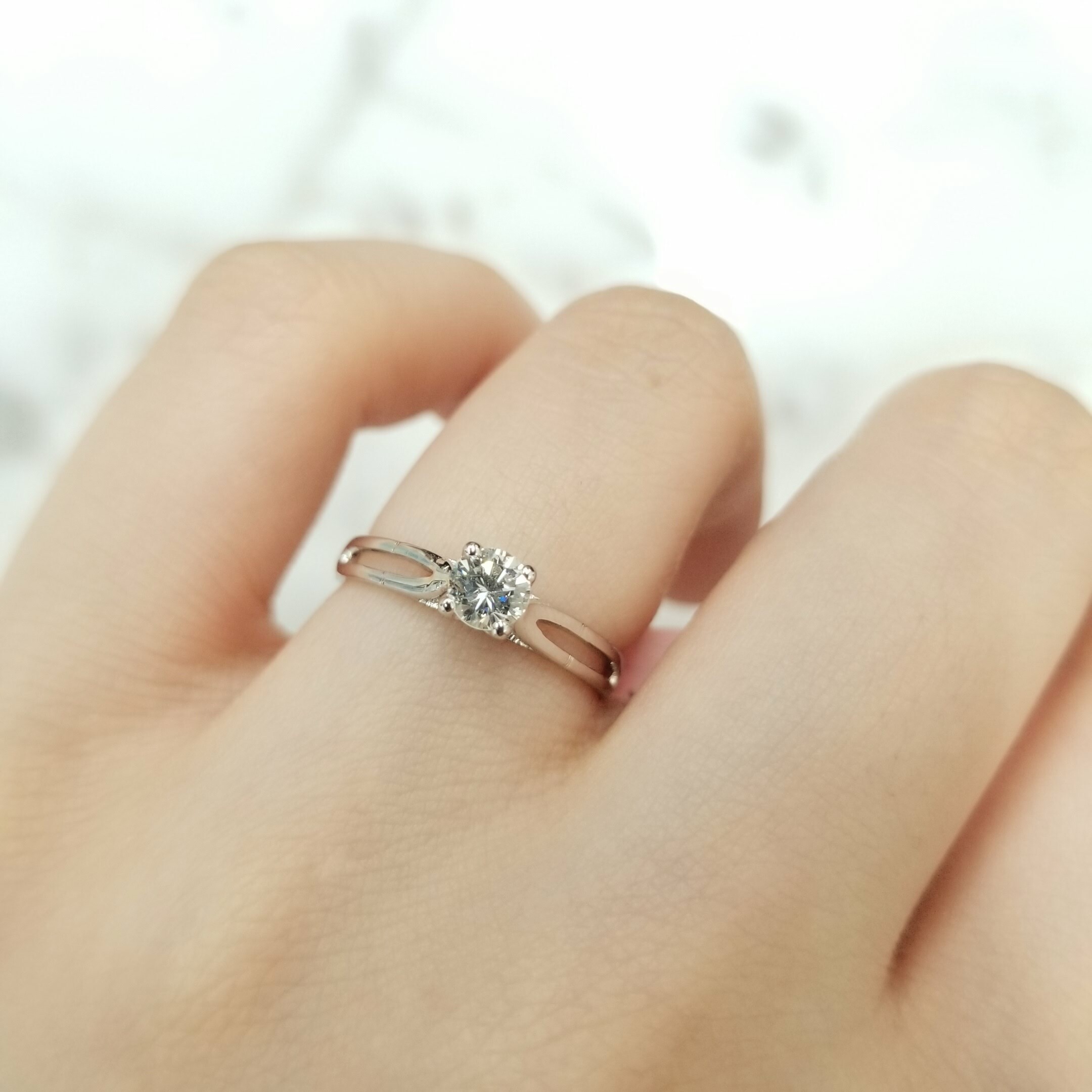 全新18K白金【單粒25份鑽石】戒指