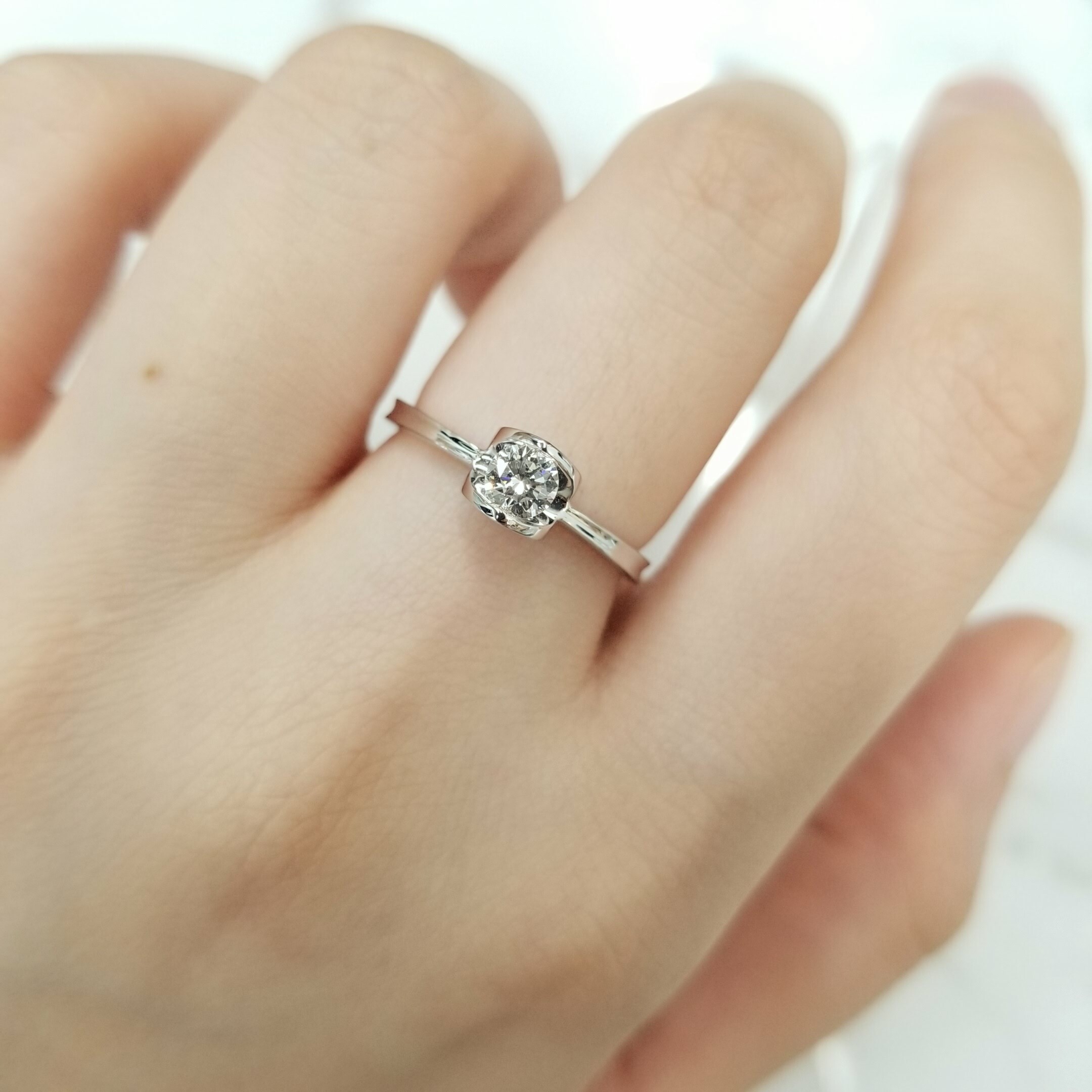 全新18K白金【單粒23份鑽石】戒指