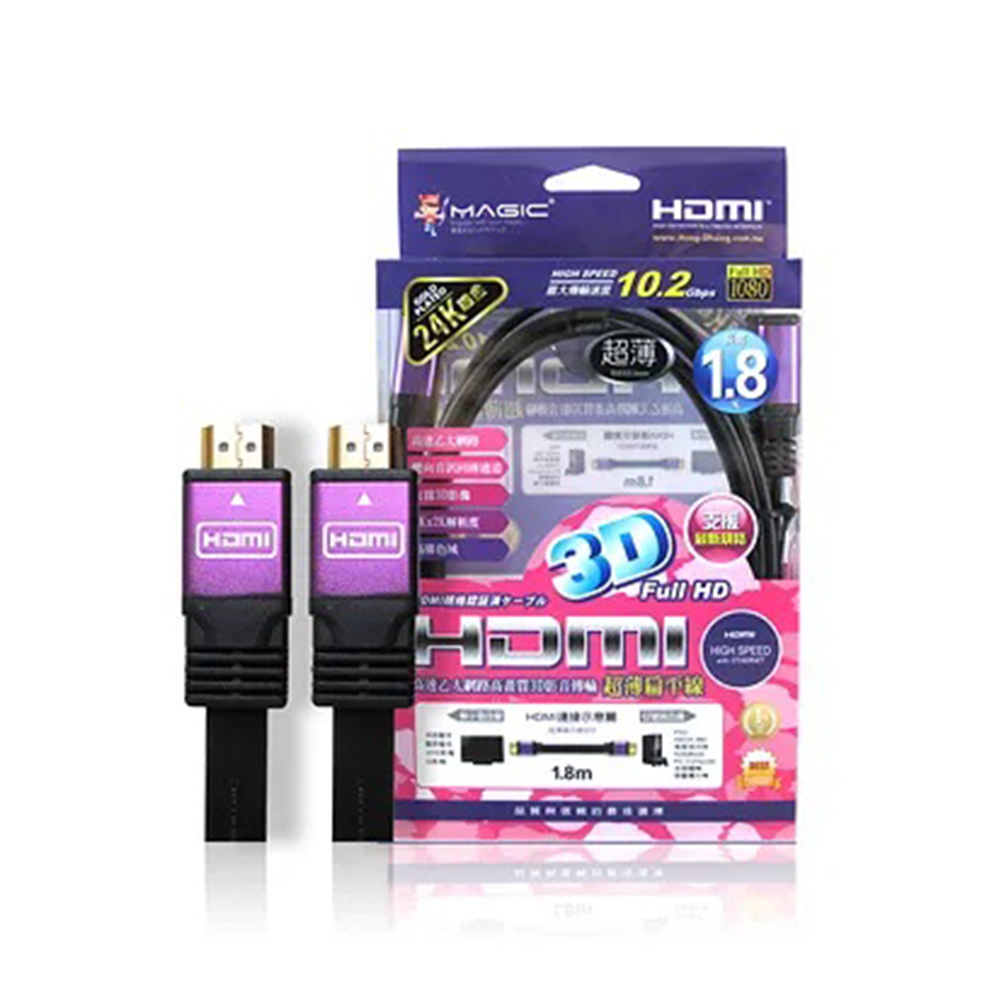 Magic HDMI  高畫質 影音傳輸 扁平線 24k鍍金 影音傳輸線 台灣製造 HDMI傳輸線