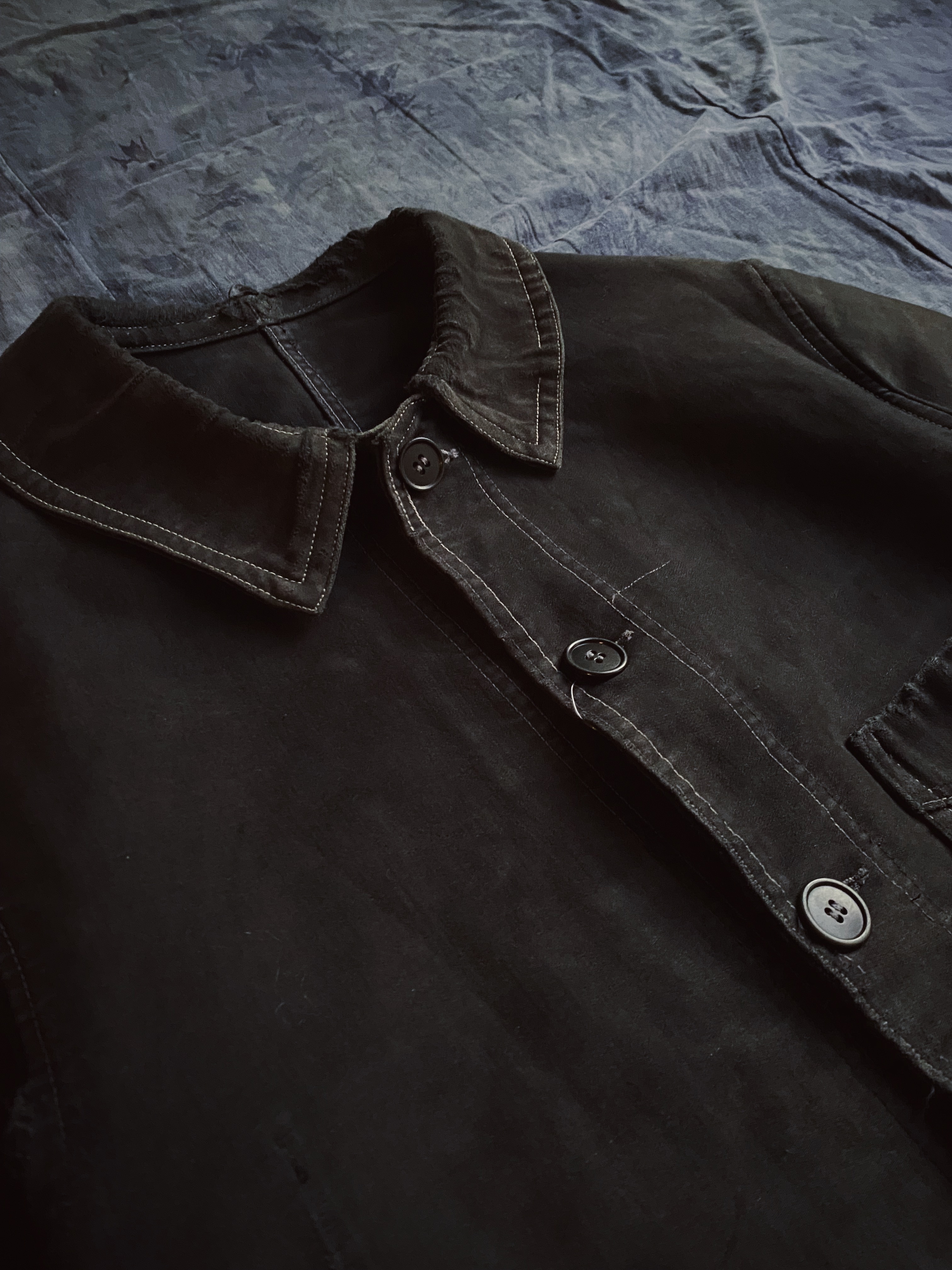 Vintage French Black Moleskin Jacket / 黑色Moleskin法國工裝外套