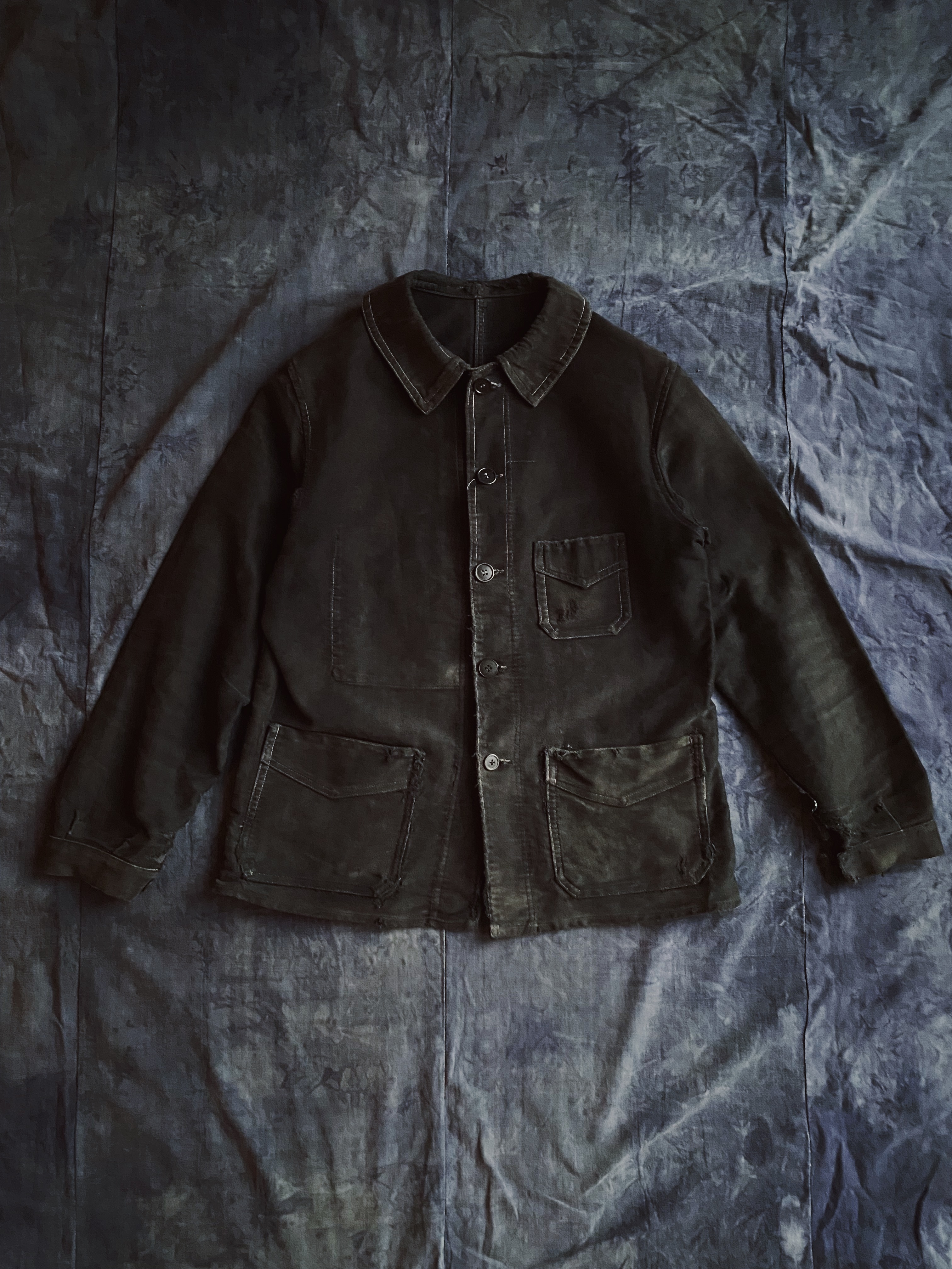 Vintage French Black Moleskin Jacket / 黑色Moleskin法國工裝外套