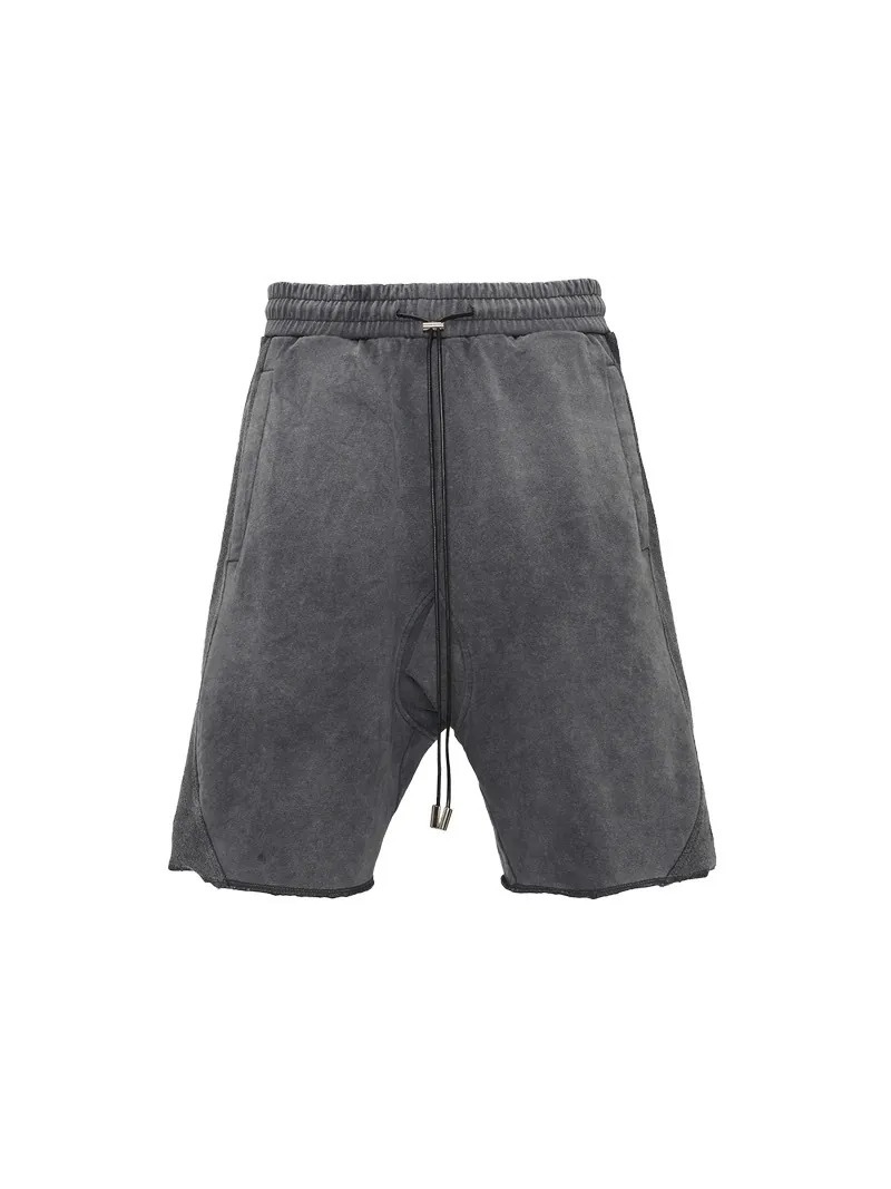 CATSSTAC 重磅水洗做舊抽繩不收邊短褲