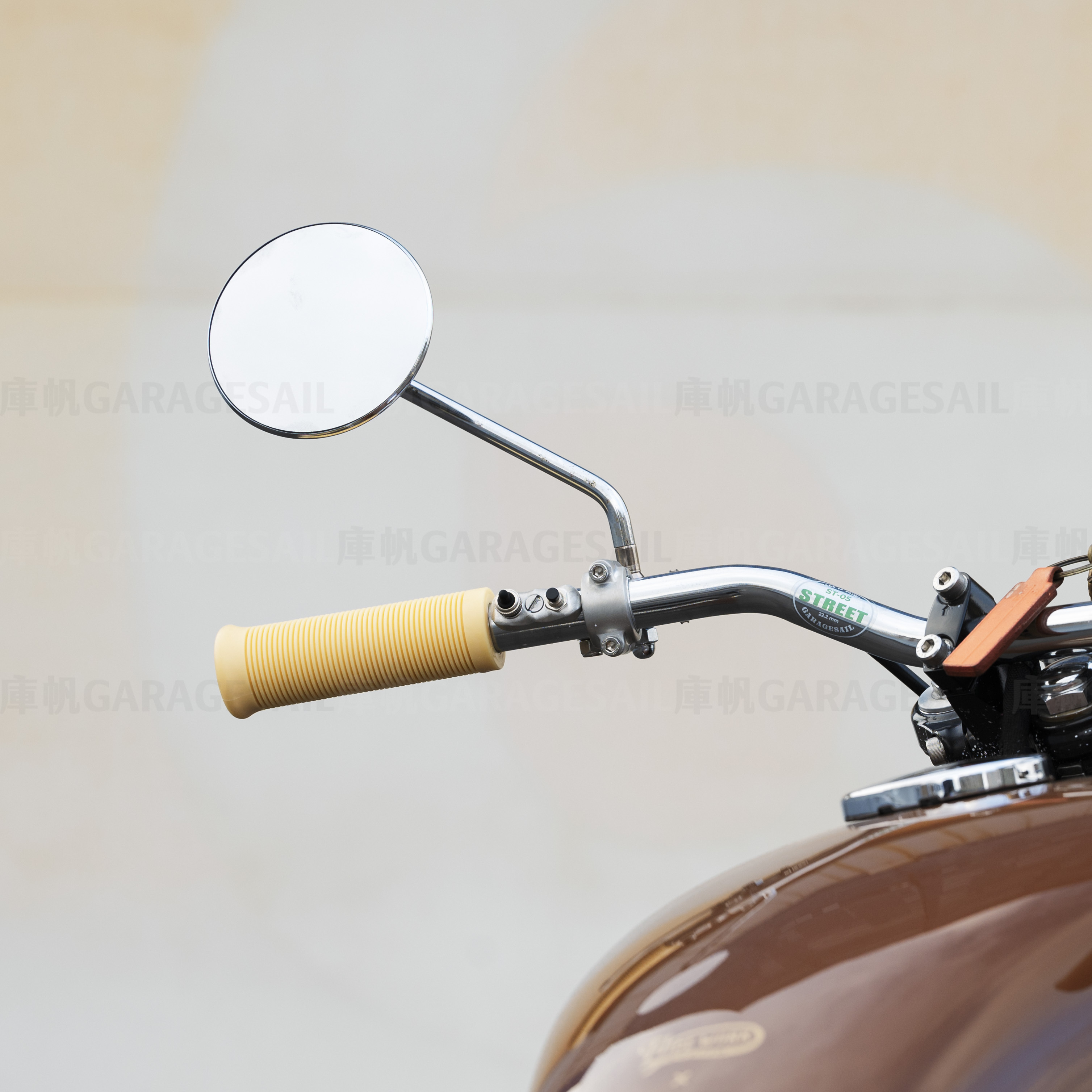 橡膠 握把套 橫條紋 - 米白