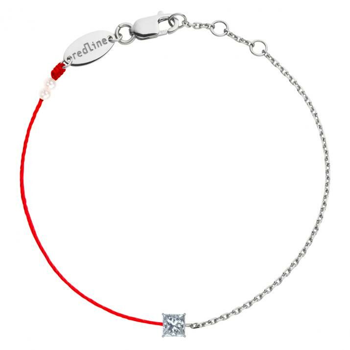1RI0427-133 REDLINE Royal String Bracelet For Women with 0.12ct Princess Diamond in White Gold Prong Setting #720 B (A-EU-E)